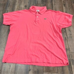 Lacoste Polo Shirt Mens Size‎ 7 Pink Short Sleeves Cotton Casual Preppy